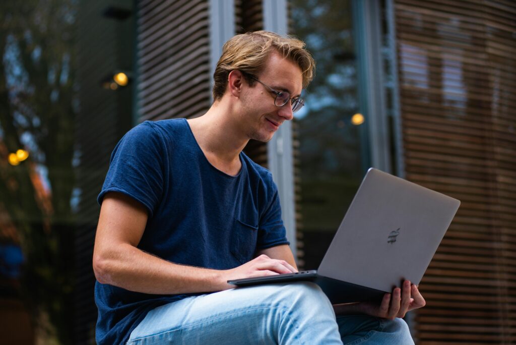 man taking adhd quiz online test 