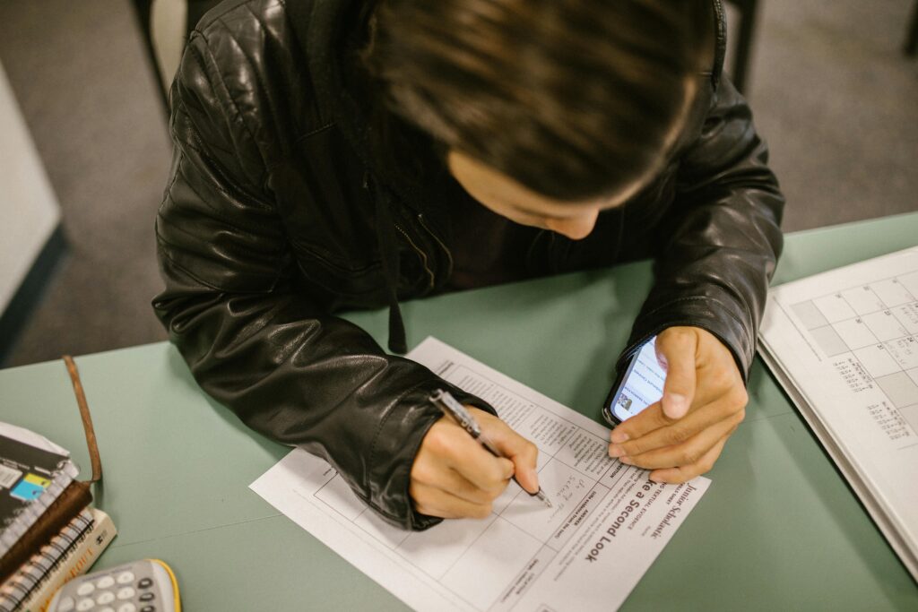 woman taking written adhd quiz
